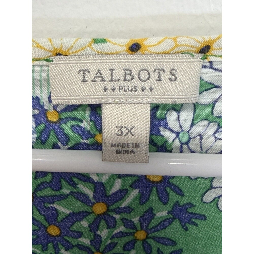 Talbots Plus Blouse Band Collar Popover Cluster Garden Floral Lightweight Top 3X - Picture 15 of 16